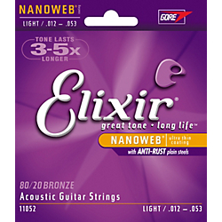 Elixir Light Nanoweb Acoustic Guitar Strings Standard