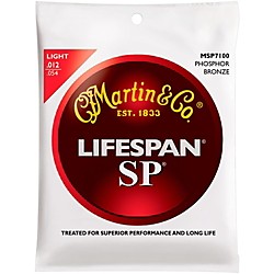 Martin MSP7100 SP Lifespan Phosphor Bronze Light Acoustic Guitar Strings Standard