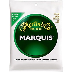 Martin M1600 12-String Marquis 80/20 Bronze Extra Light Acoustic Guitar Strings Standard